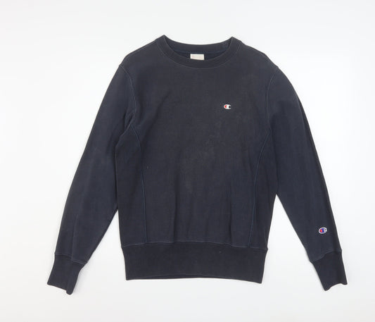 Champion Mens Blue Reverse Weave Crew Neck Sweatshirt Size S