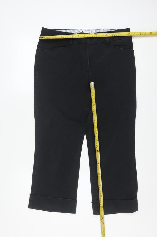 Tommy Hilfiger Women's Black Cropped Stretch Cotton Trousers Size 12