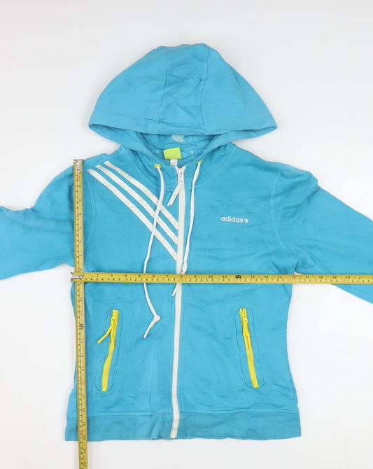 Adidas Neo Womens Blue Full Zip Hoodie Size 12 Cotton Blend