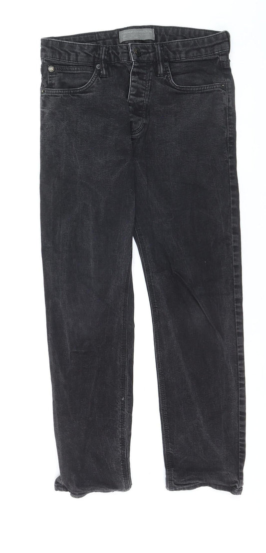 Additional front view of French Connection women’s black slim straight jeans, size S