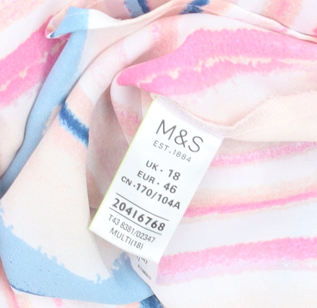 Marks and Spencer Women Multi Striped Sleeveless Blouse UK 18