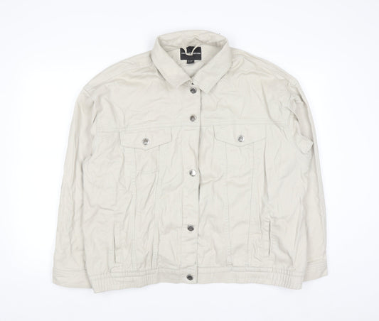 Additional front view of Only Carmakoma Beige Men's 2XL Cotton Denim Casual Jacket