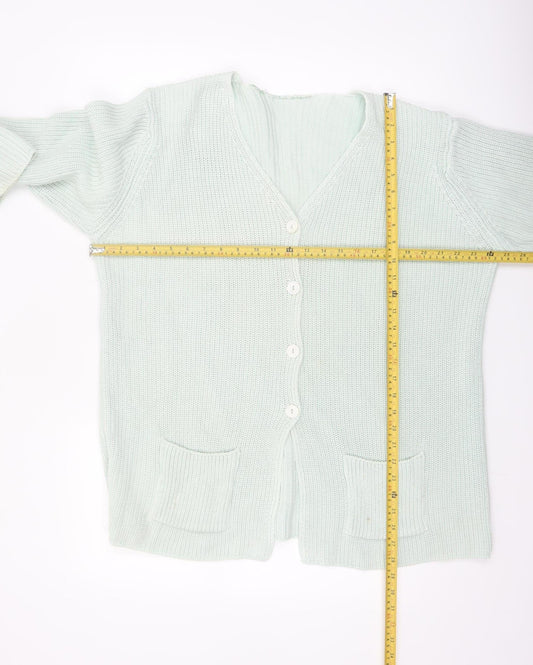 Marks and Spencer Women’s Pale Green Cotton V-Neck Long Sleeve Cardigan Size 16