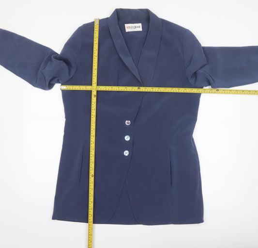 Windsmoor Women's Blue Shawl Lapel Single-Breasted Blazer Size 14
