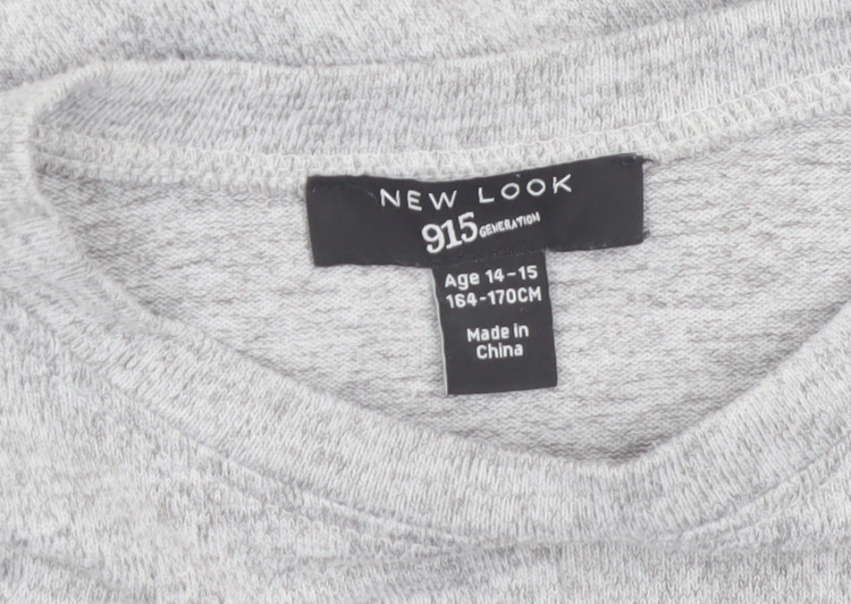 Additional view of New Look girls’ grey cropped twist front long sleeve top 14-15 years