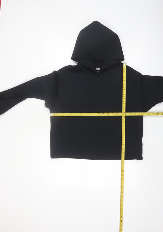 Uniqlo Women Black Medium Pullover Hoodie Polyester Blend