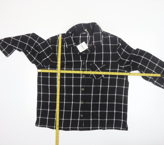 This is Unfolded Women's Black Check Flannel Pyjama Top UK 16