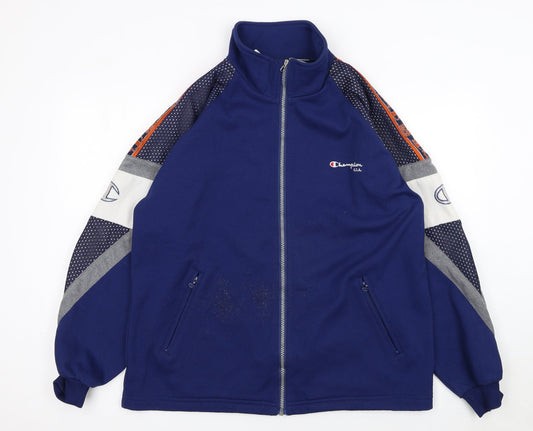 Champion Men's Blue Medium Full Zip Track Jacket 90s Sports Style