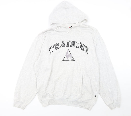 Le Coq Sportif Mens Grey Hoodie Medium Pullover Training Style