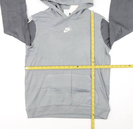 Nike Boys Grey Dri-Fit XL Pullover Hoodie with Logo Sleeves