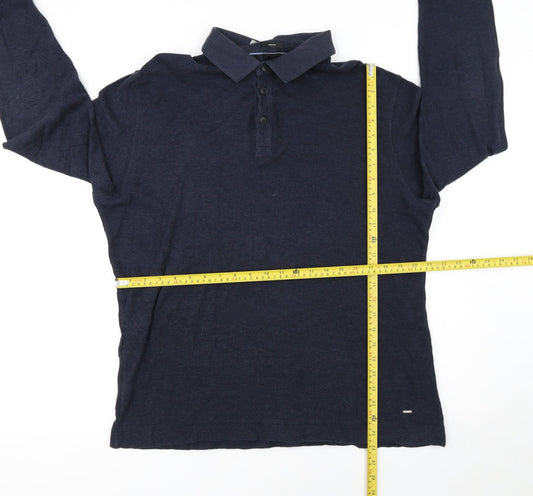 Hugo Boss Men's Blue Slim Fit Long Sleeve Polo Shirt XXL