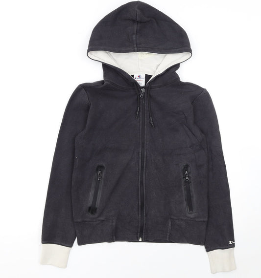 Champion Women's Black Small Full Zip Hoodie Fleece Lined Casual
