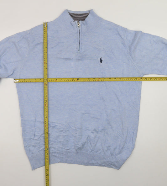 Polo Ralph Lauren Men’s Blue Cotton 2XL 1/4 Zip Jumper