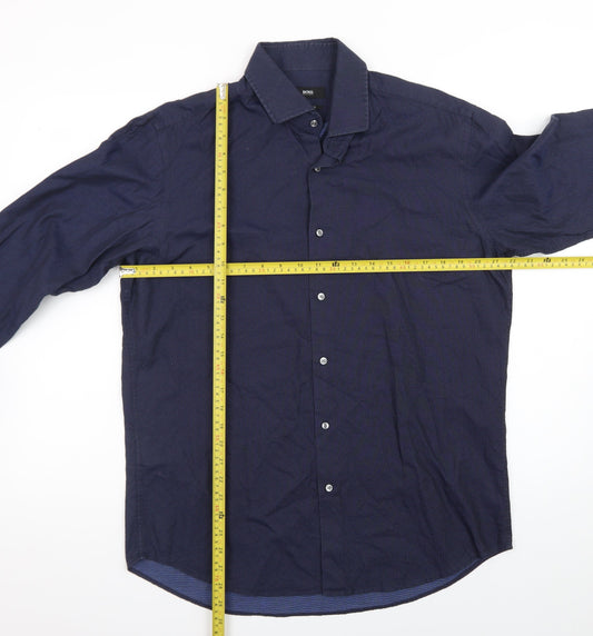 Hugo Boss Men's Blue Regular Fit Long Sleeve Button-Up Shirt Size 16.5