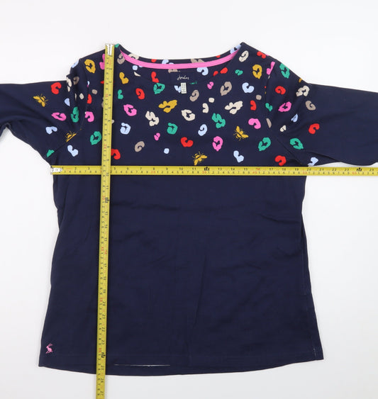 Joules Women’s Navy Long Sleeve Cotton T-Shirt UK14 Multicoloured Print