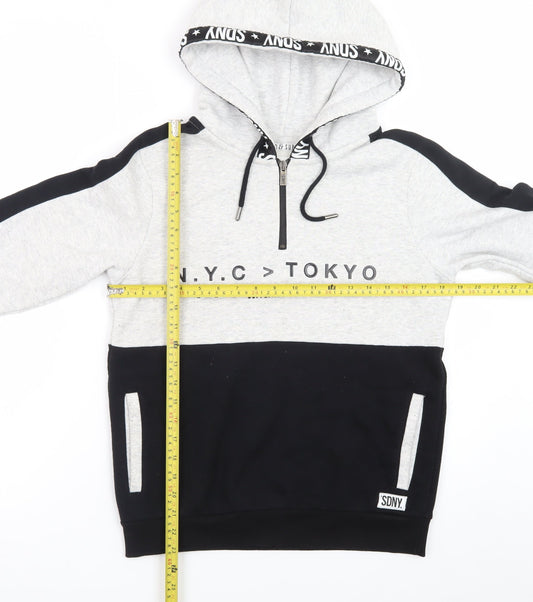 Supply & Demand Men’s Grey Black Half Zip Hoodie Size 10 Graphic Print