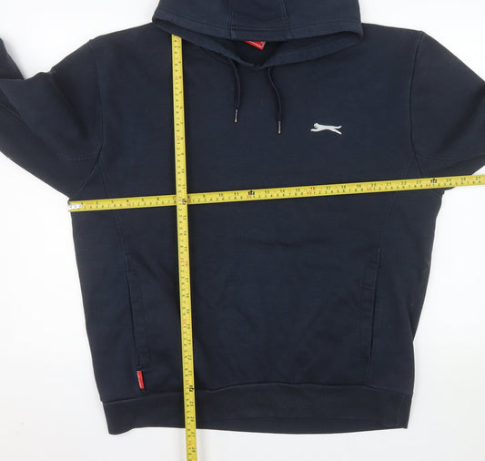 Slazenger Mens Blue Pullover Hoodie L Logo Drawstring Sweatshirt