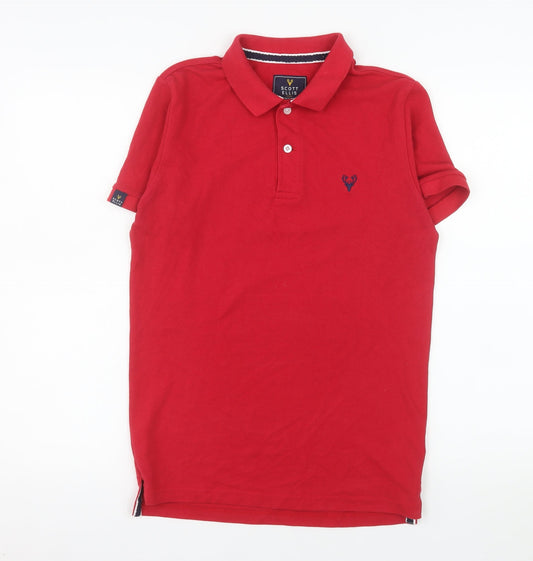 Scott Ellis Men's Red Cotton Blend Polo Shirt XS