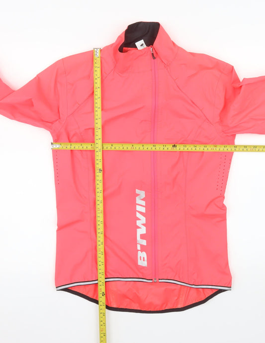 B'Twin Women's Pink Windbreaker Cycling Jacket Size 10 Reflective Lightweight