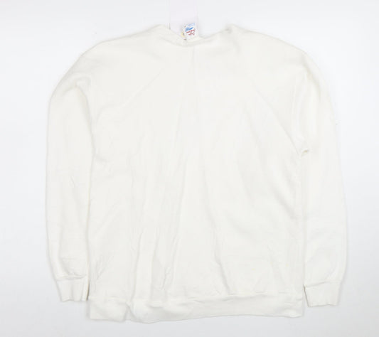 Ocean Fashion Women White Pullover Sweatshirt L Embroidered Myrtle Beach USA