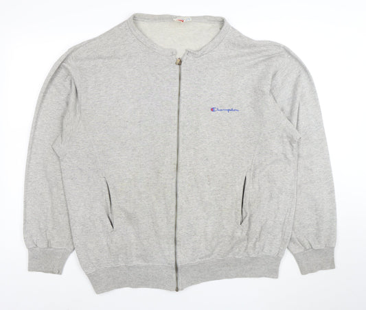 Champion Men's Grey XL Full Zip Sweatshirt with Logo