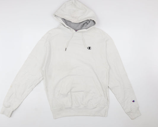 Champion Men’s White Pullover Hoodie Small Fleece Logo Athleticwear