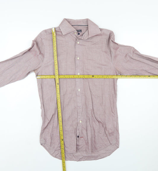 Tommy Hilfiger Men Red Slim Fit Cotton Long Sleeve Button-Up Shirt Size 15