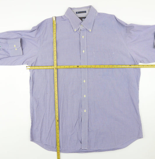 Tommy Hilfiger Men's Blue Check Button-Down XL Cotton Shirt