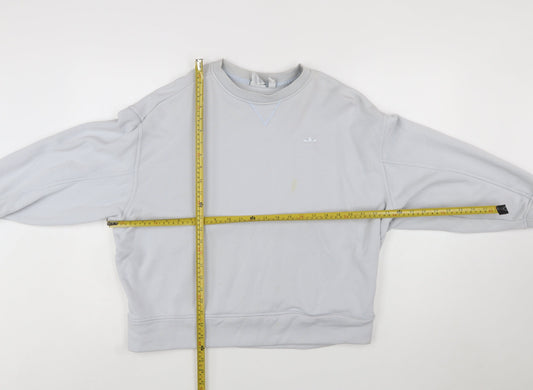 Adidas Women Grey Cotton Crew Neck Sweatshirt Size 12