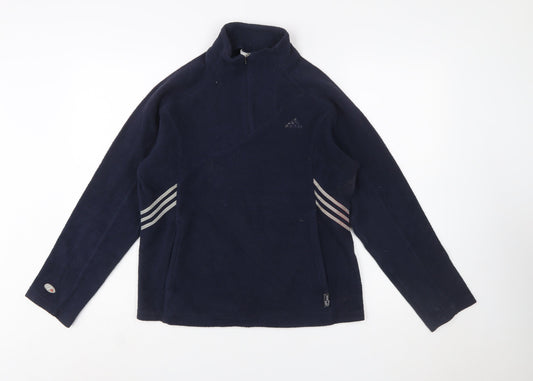 Adidas Women's Navy Fleece Pullover Sweatshirt UK 14 with 1/4 Zip