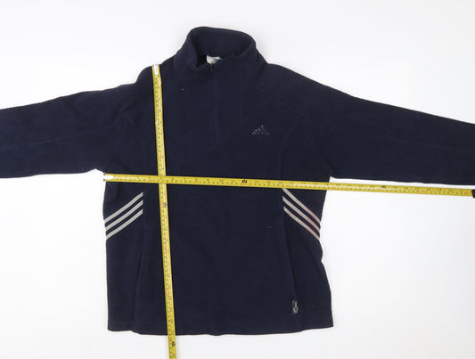 Adidas Women's Navy Fleece Pullover Sweatshirt UK 14 with 1/4 Zip