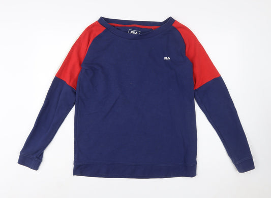 Fila Womens Navy & Red Raglan Sweatshirt Size L Cotton Blend