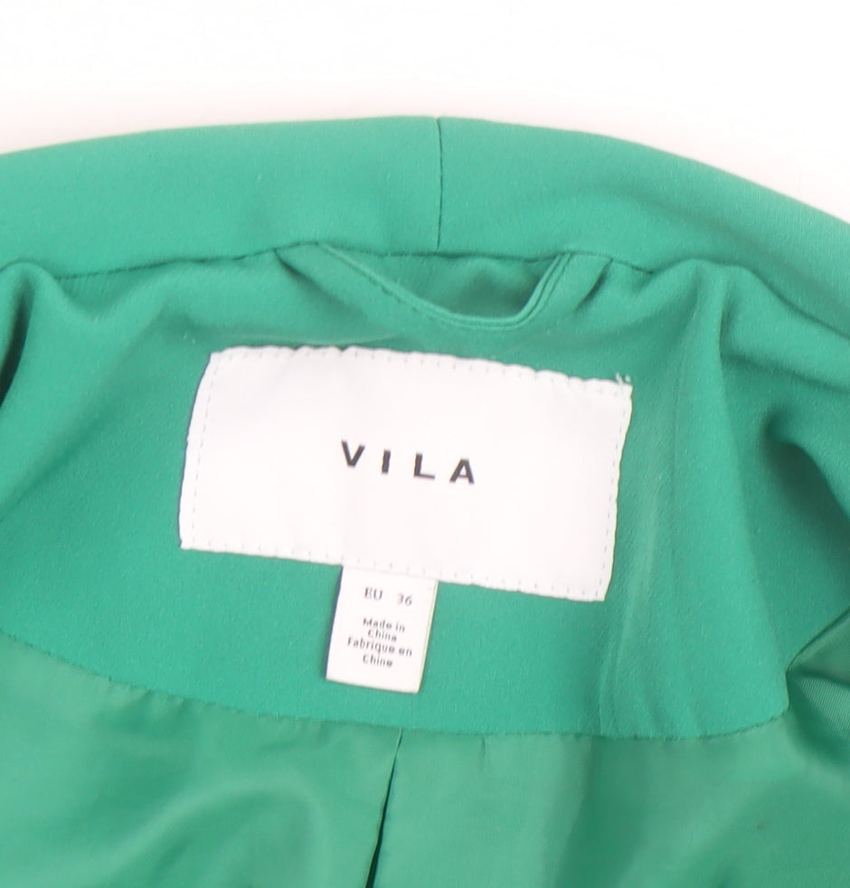 Vila Womens Green Blazer Jacket Size 8 Single Breasted Lined