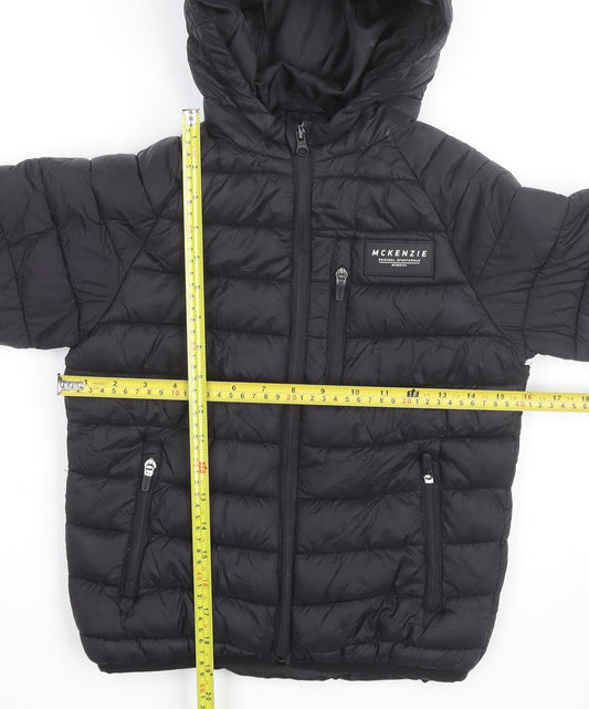 McKenzie Boys Black Hooded Puffer Jacket 9-10 Years Winter Insulated Coat