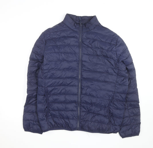 Fila Men's Blue Puffer Jacket L/42in Quilted Lightweight Zip Coat