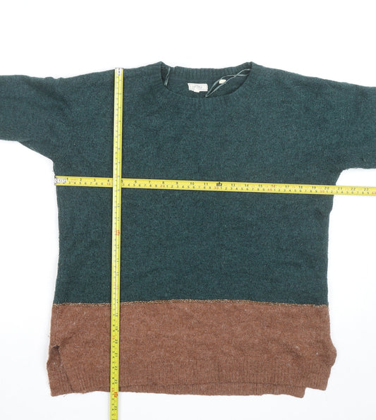 Fat Face Women's Green Brown Colour Block Wool Blend Jumper Size 12