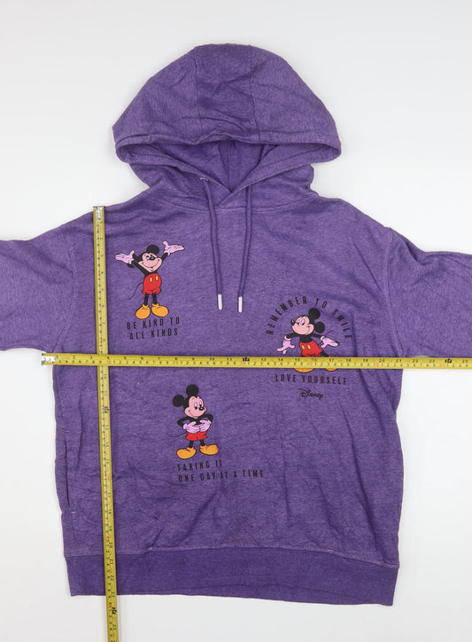 Disney Women Purple Mickey Mouse Pullover Hoodie Size S 10/12