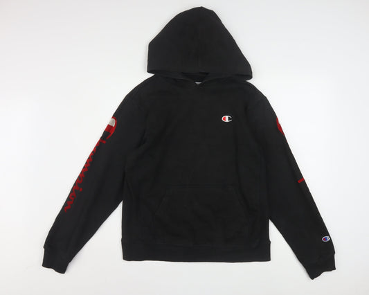 Champion Men's Black XL Pullover Hoodie with Logo Print