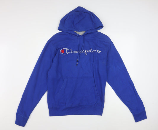 Champion Men's Blue Pullover Hoodie Small Embroidered Logo Fleece