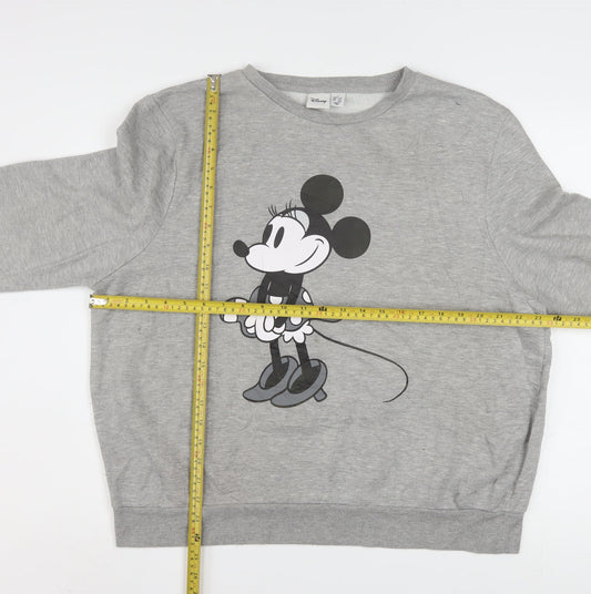 Disney Women Grey Minnie Mouse Pullover Sweatshirt L