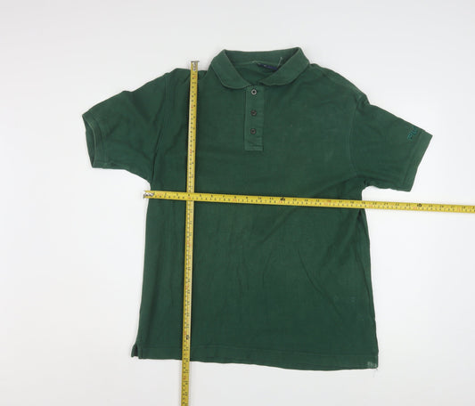 Fila Men's Green Short Sleeve Polo Shirt Size M 100% Cotton