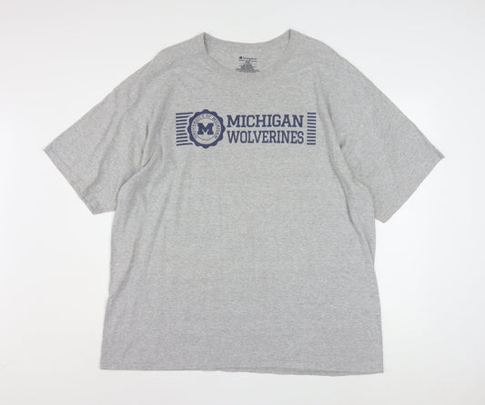 Champion Mens Grey Michigan Wolverines Graphic T-Shirt 2XL