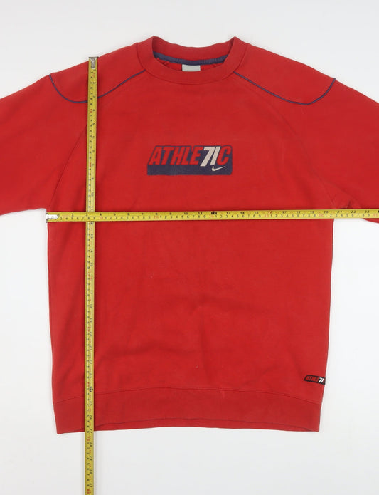 Nike Womens Red Athletic Logo Pullover Sweatshirt XL Relaxed Fit
