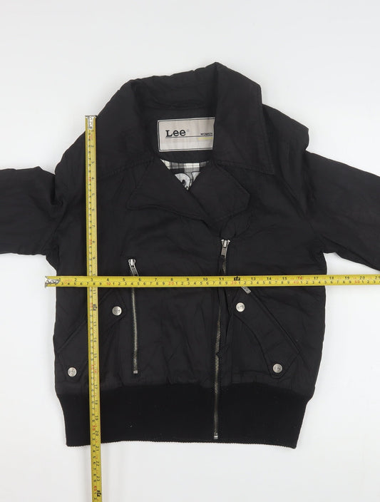 Lee Women Black Small Biker Jacket with Zip Detail