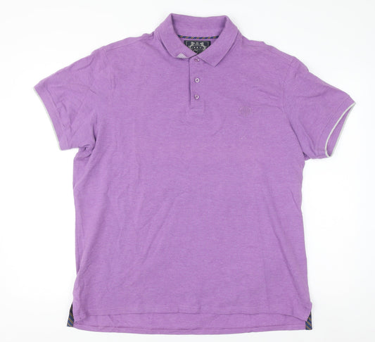 Paul Costelloe Living Men's Purple 2XL Polo Shirt Cotton Blend