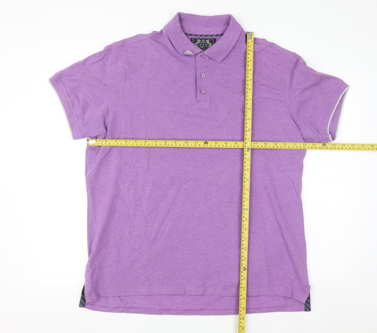 Paul Costelloe Living Men's Purple 2XL Polo Shirt Cotton Blend