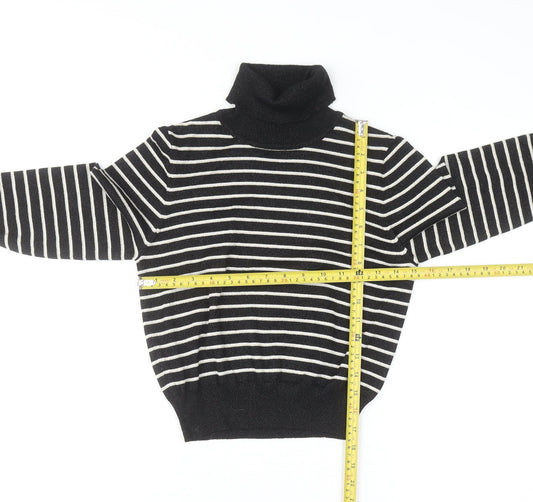 Absolutely Creative Worldwide Women’s Black Striped Roll Neck Jumper XS