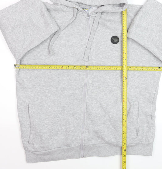 Leeds Rhinos Mens Grey XL Full Zip Hoodie Sweatshirt