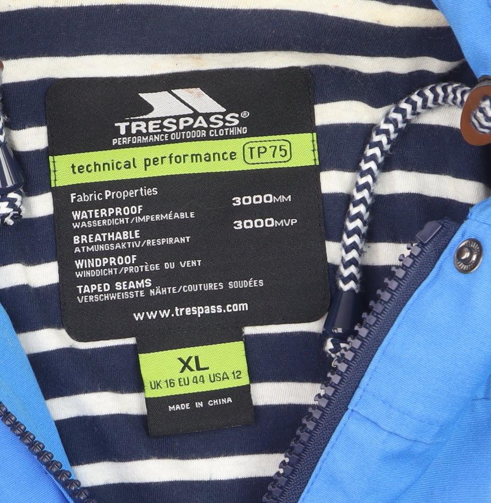 Trespass Womens Blue Waterproof Hooded Rain Jacket Size XL