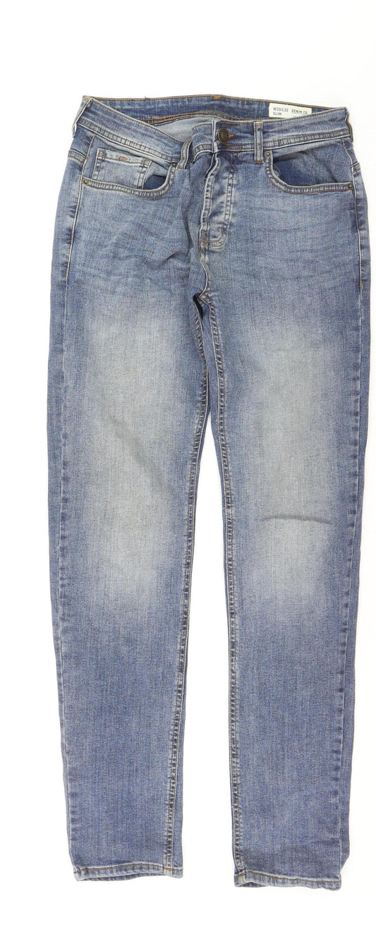 Additional front view of Denim Co. Women's Blue Slim Fit Mid Rise Straight Jeans, size 12